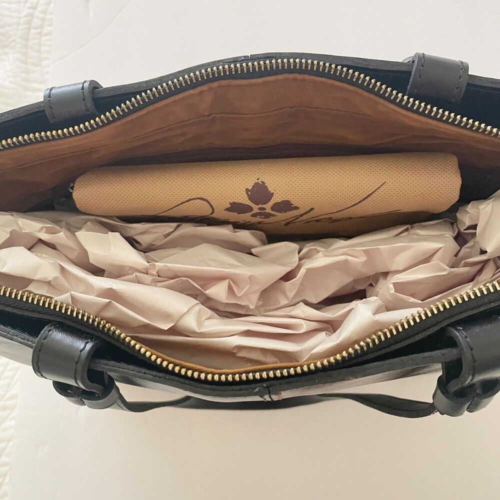 Patricia Nash Braden Leather Tote Bag Large Colorblock Black Brown Italian Made - Picture 5 of 12